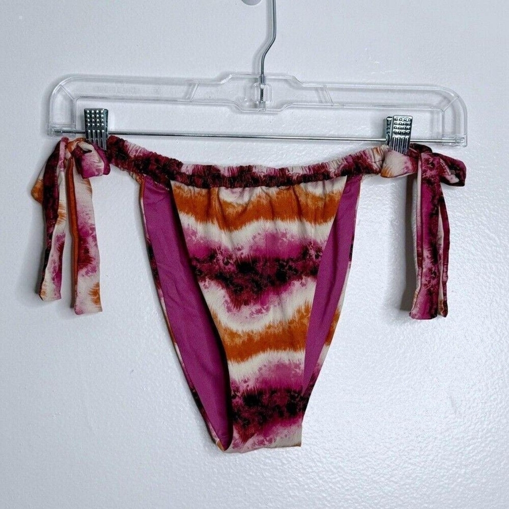 Zara Pink and Orange Printed Bikini Bottom Year 2025 Size Medium